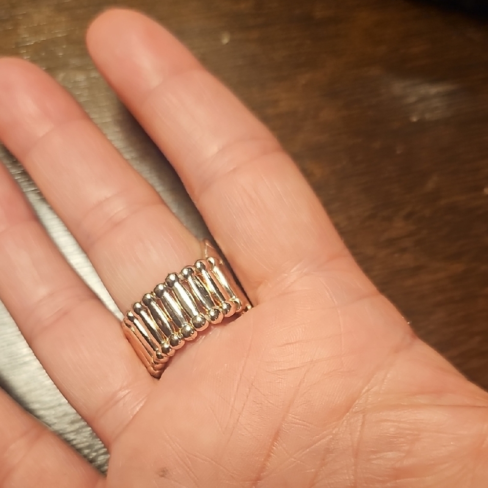 Gold Cuff Bracelet and Ring Set - Picture 3 of 15